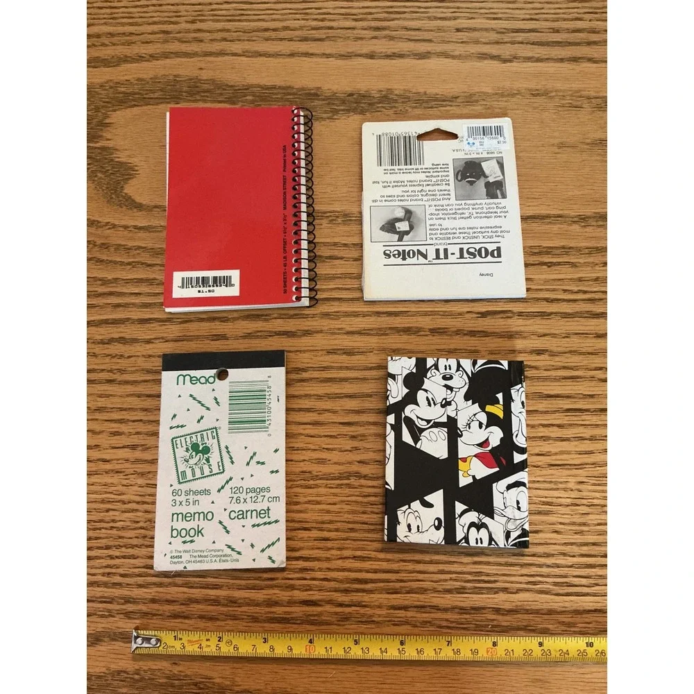 Vintage Disney Mickey Mouse Stationery Set Paper Clips Notebooks Post-it Mead